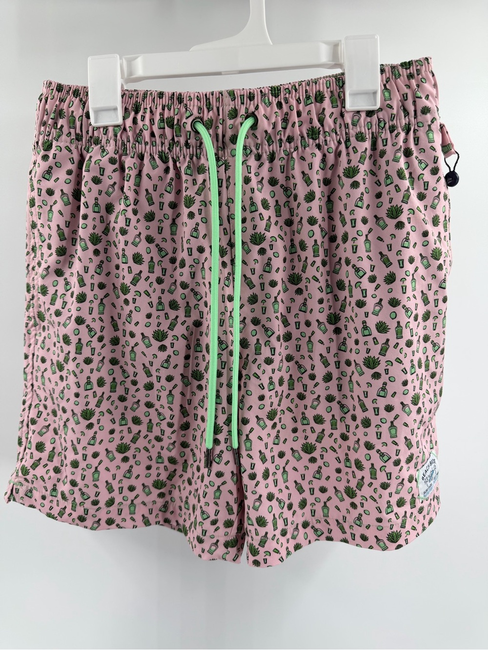 Beach Bros Pink Green Tequila Printed Swim Trunks Lined Mens Medium